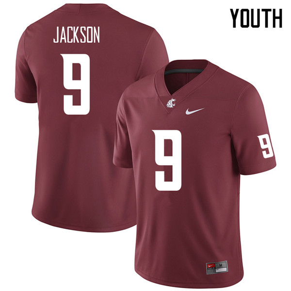 Youth #9 Drue Jackson Washington State Cougars College Football Jerseys Sale-Crimson
